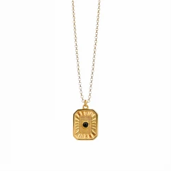 Naszyjnik Medalion Prostokątny ze Spinelem Gold