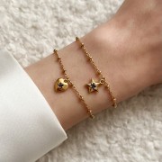 Bransoletka z Sercem i Minerałem Gold