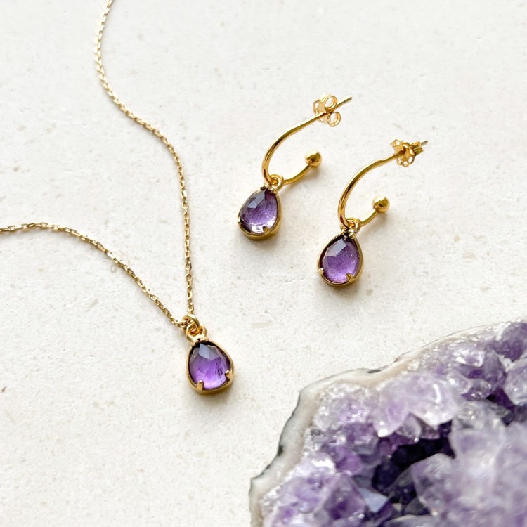 Naszyjnik i kolczyki z ametystem