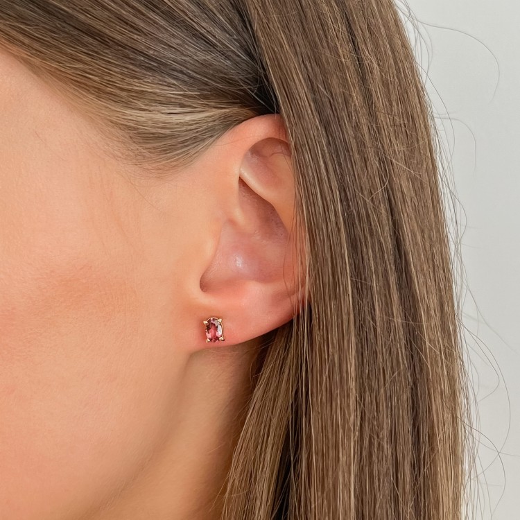 Złote Kolczyki Różowym Turmalinem