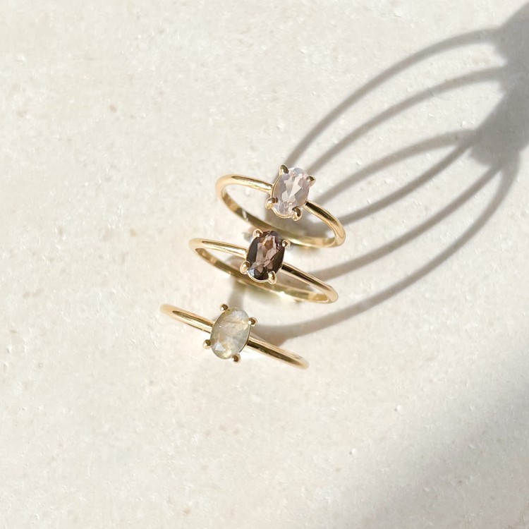 Pierścionek z Kwarcem Dymnym Gold (id: 1788)