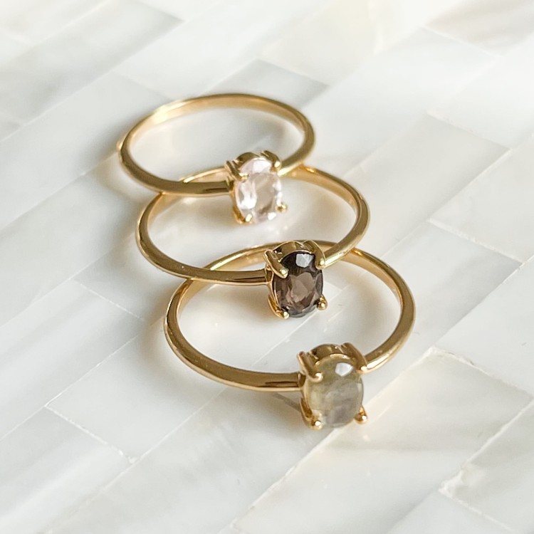 Pierścionek z Kwarcem Dymnym Gold (id: 1788)