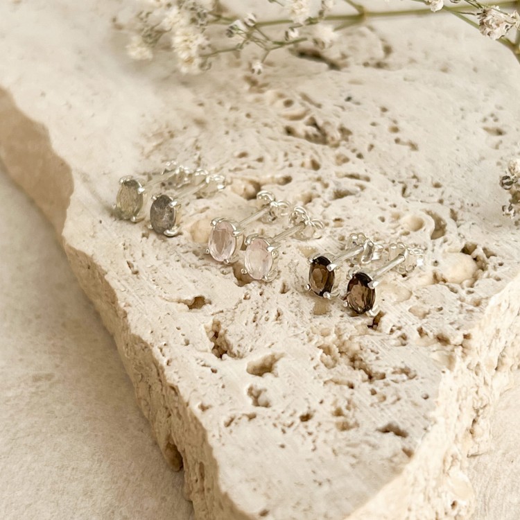 Naszyjniki z Labradorytem I Kwarcem Silver