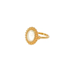 Pierścionek Vintage z Masą Perłową Gold
