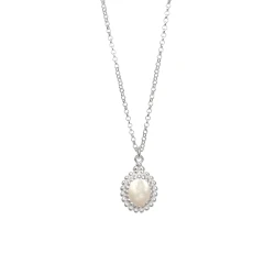 Naszyjnik Vintage z Masą Perłową Silver