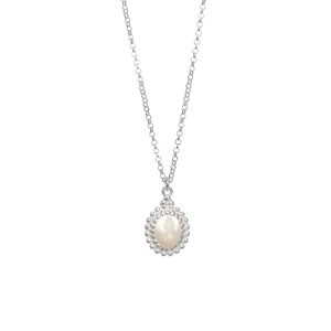 Naszyjnik w Stylu Vintage z Masą Perłową Silver