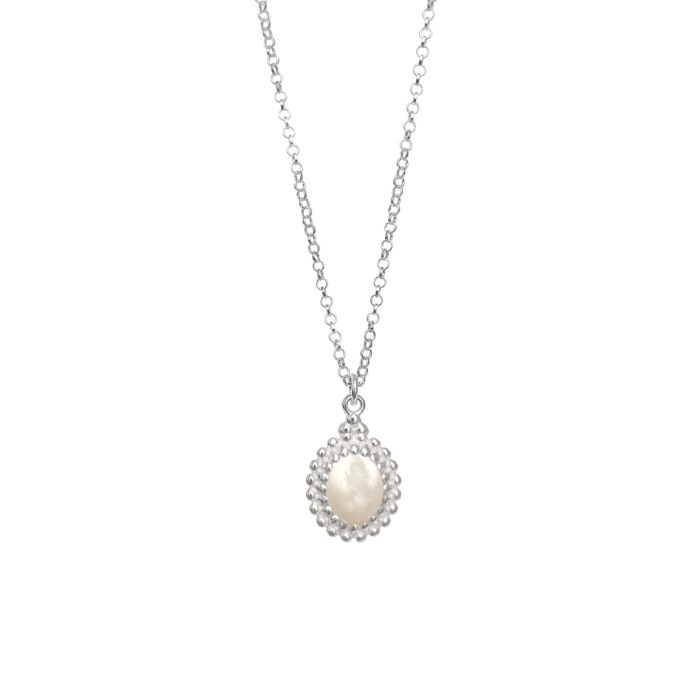 Naszyjnik w Stylu Vintage z Masą Perłową Silver